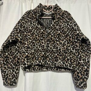 American Eagle Outfitters Leopard Print Teddy Jacket